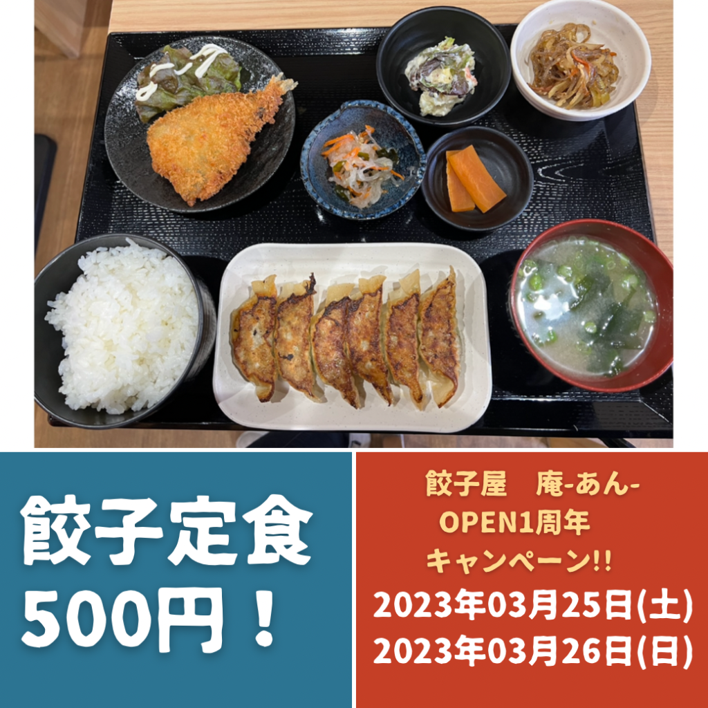 大阪府四條畷市 忍ケ丘駅近く 餃子屋 庵 あん